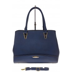 На фото 2 - Классическая женская сумка из искусственной кожи, цвет синий