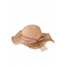 На фото 1 - Летняя женская шляпка с волнистыми полями, цвет светло-коричневый