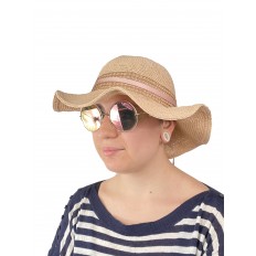 На фото 2 - Летняя женская шляпка с волнистыми полями, цвет светло-коричневый