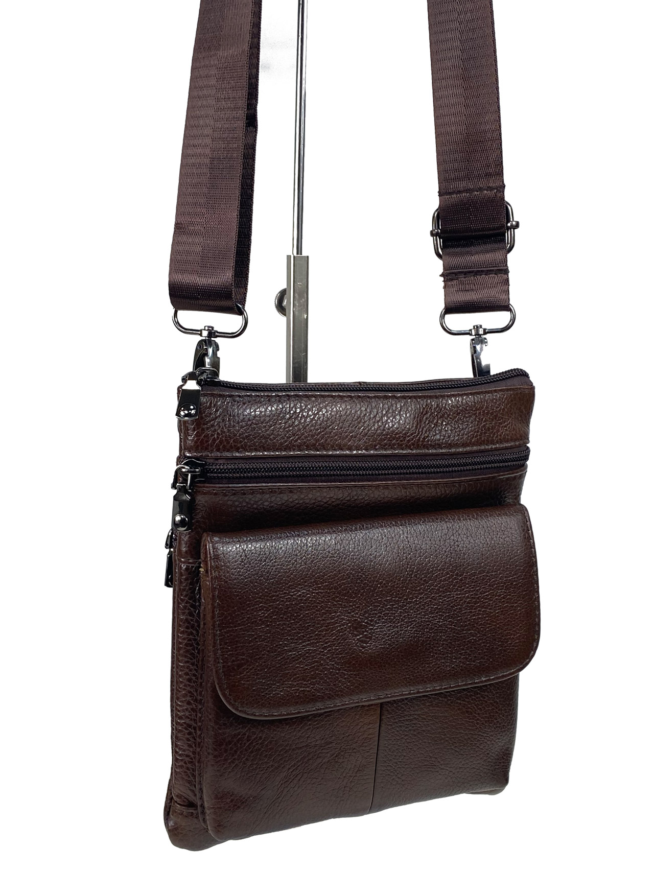 На фото 1 - Мужская сумка планшет из натуральной кожи, цвет коричневый