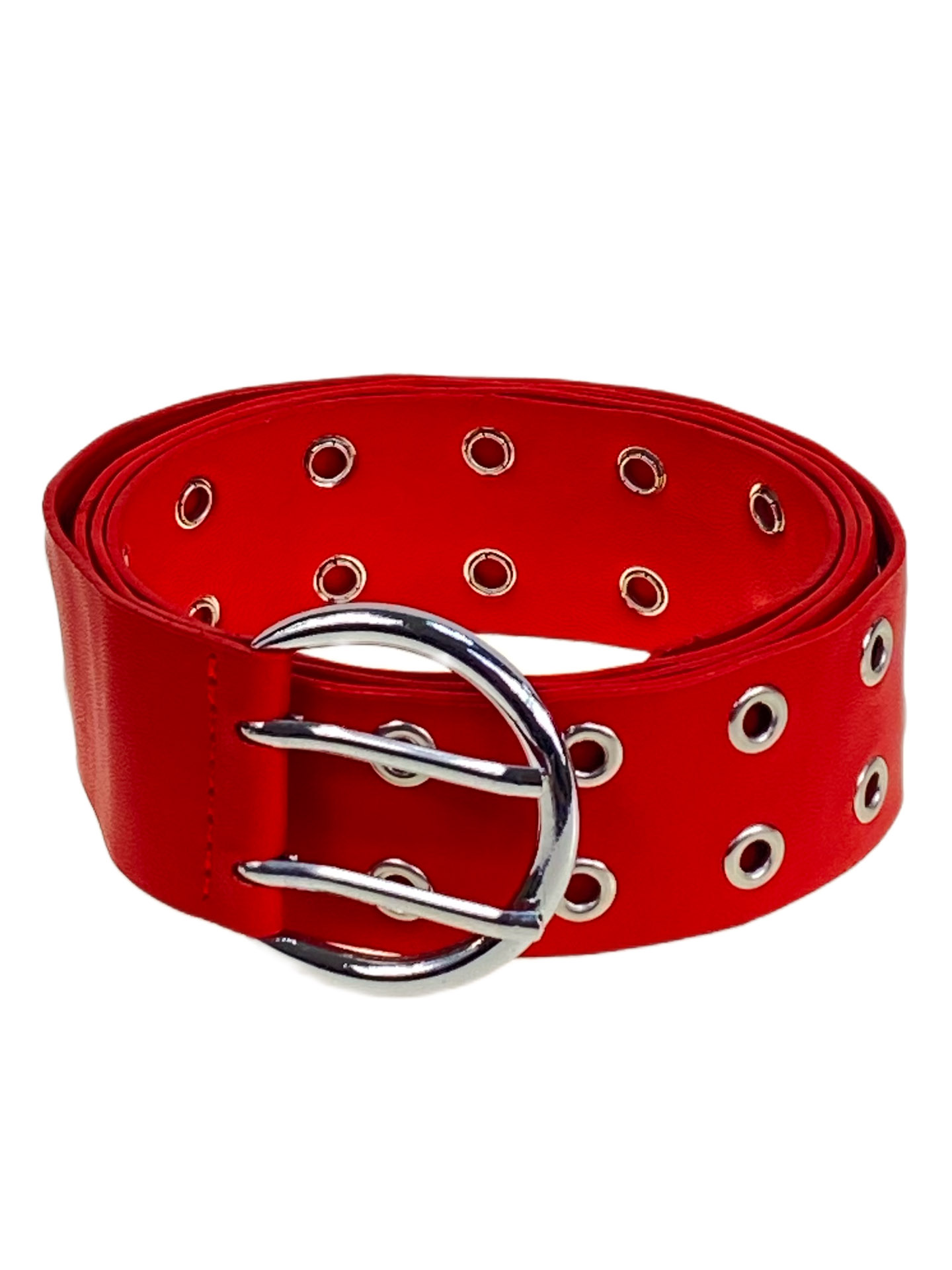 На фото 1 -  Ремень женский с люверсами из искусственной кожи, цвет  красный