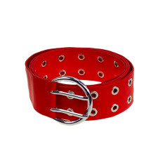 На фото 1 -  Ремень женский с люверсами из искусственной кожи, цвет  красный