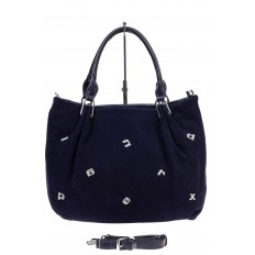 На фото 2 - Женская сумка хобо из натуральной замши и искусственной кожи, цвет синий
