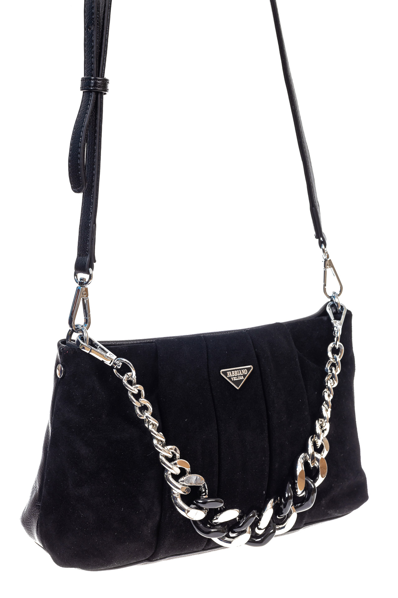 На фото 3 - Женская сумка кросс-боди  из натуральной замши и искусственной кожи, цвет черный