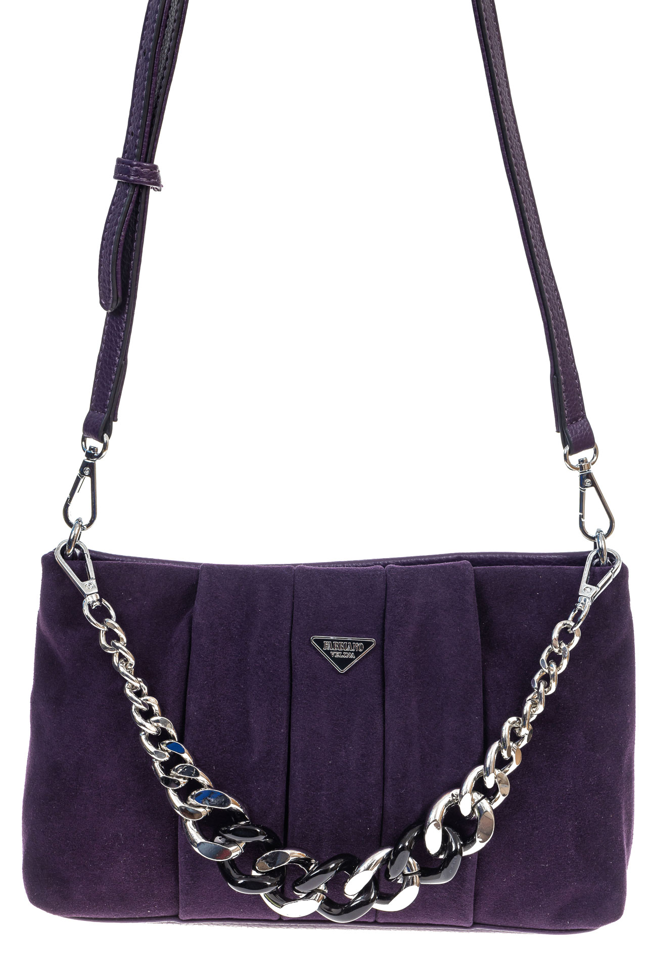 На фото 2 - Женская сумка кросс-боди  из натуральной замши и искусственной кожи, цвет фиолетовый