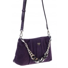 На фото 3 - Женская сумка кросс-боди  из натуральной замши и искусственной кожи, цвет фиолетовый