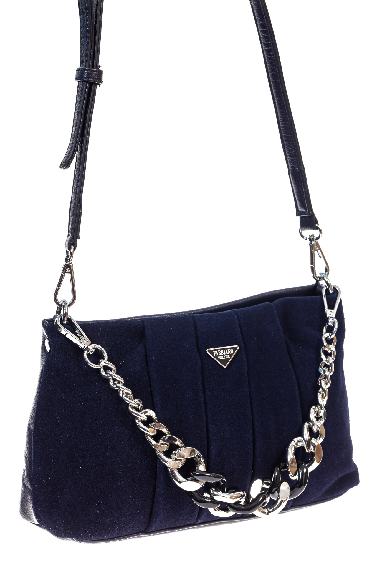 На фото 3 - Женская сумка кросс-боди  из натуральной замши и искусственной кожи, цвет синий