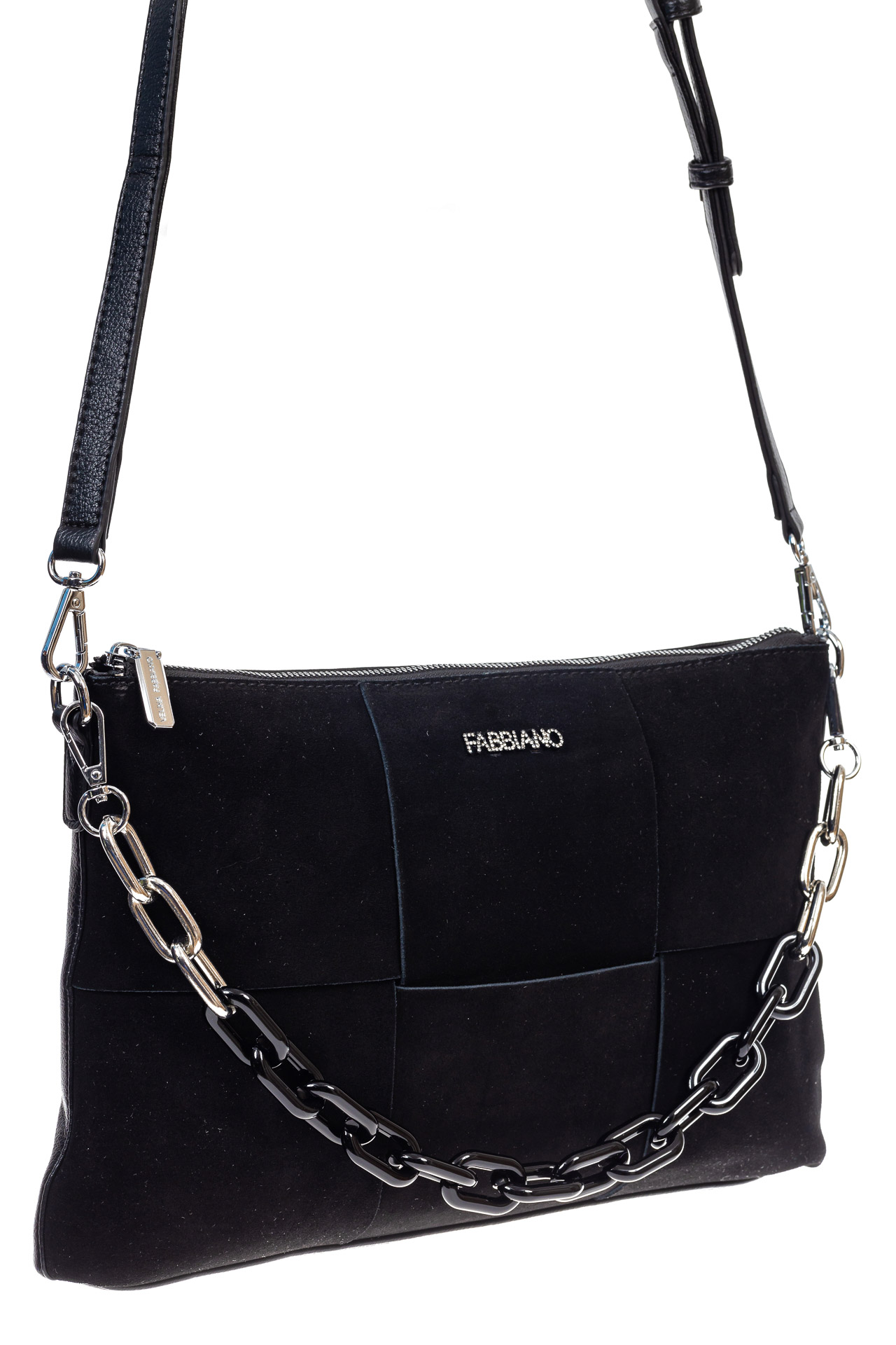 На фото 3 - Женская сумка клатч  из натуральной замши и искусственной кожи, цвет черный