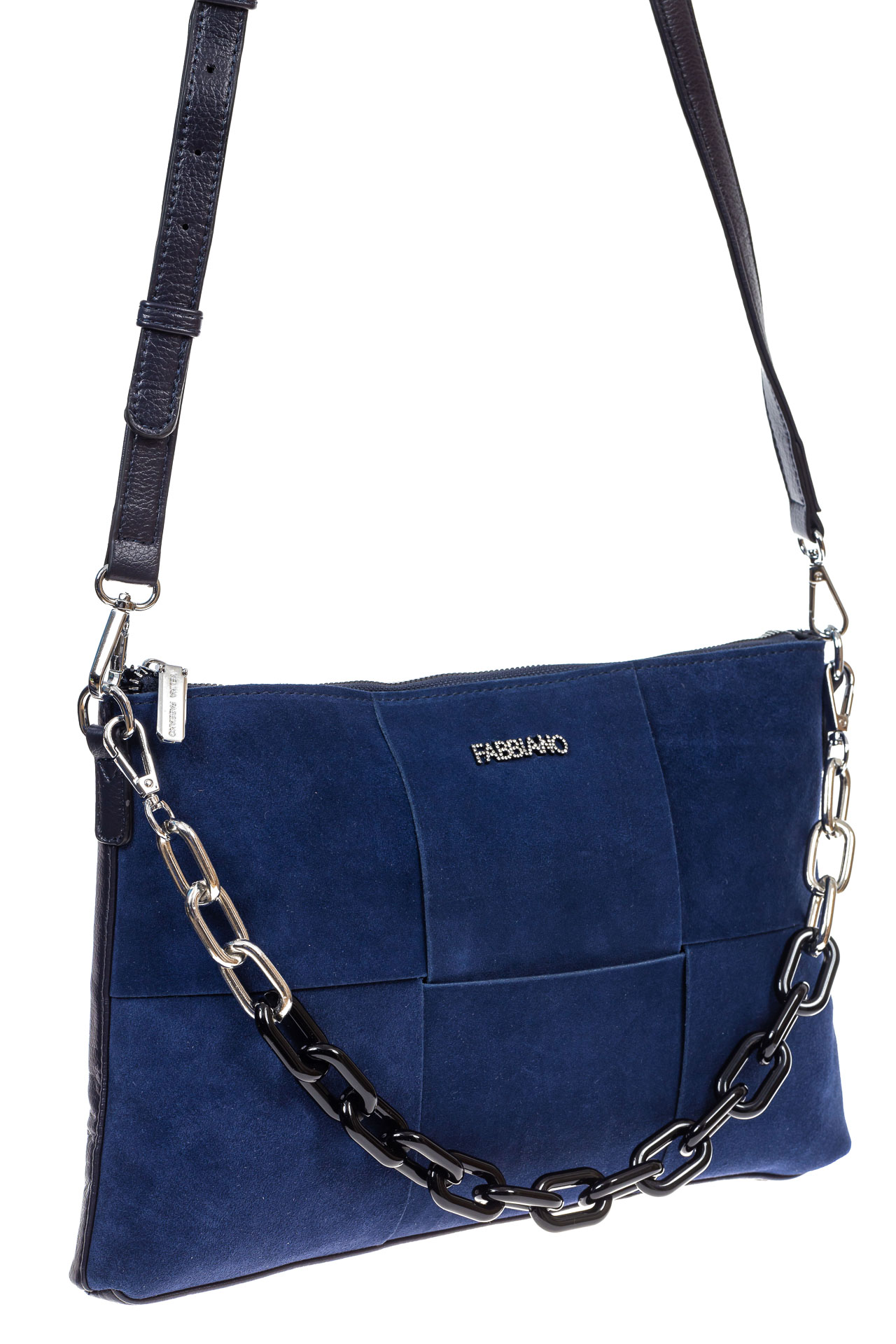 На фото 3 - Женская сумка клатч  из натуральной замши и искусственной кожи, цвет синий