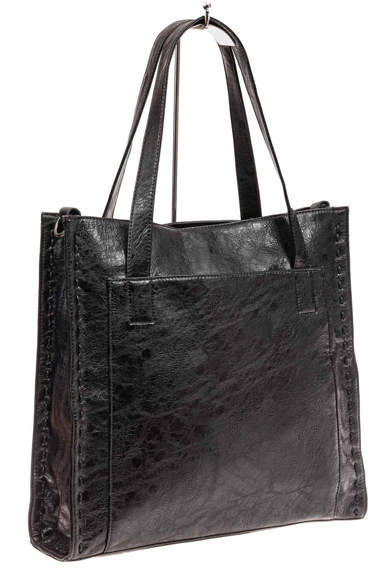 На фото 1 - Большая качественная сумка комбинированная, цвет черный