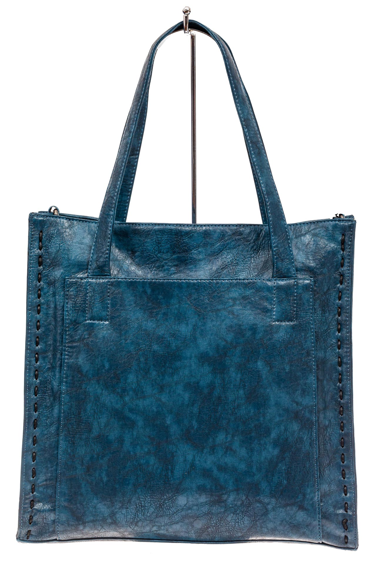На фото 2 - Большая хорошая сумка комбинированная, цвет синий