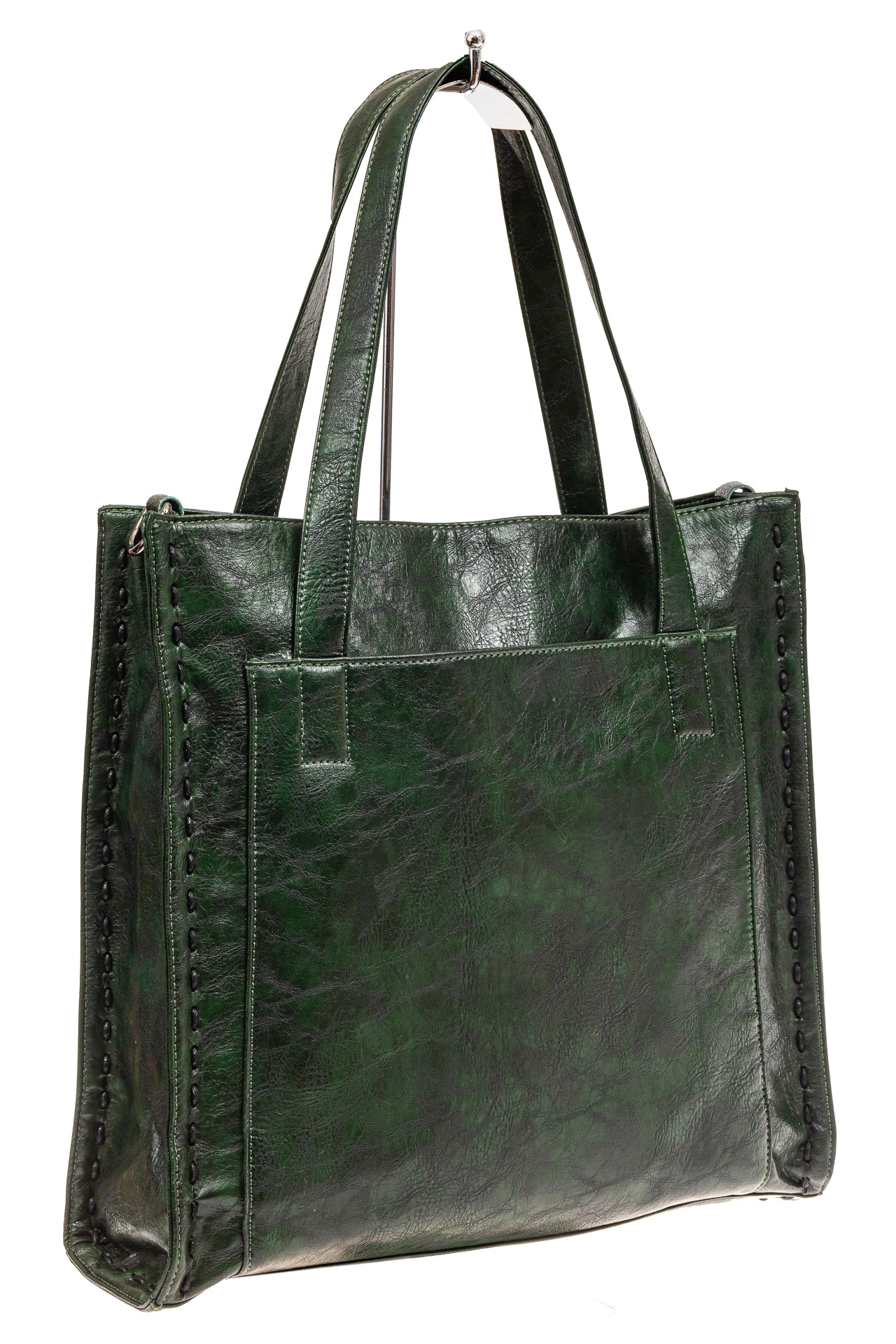 На фото 1 - Большая сумка женская комбинированная, цвет зеленый