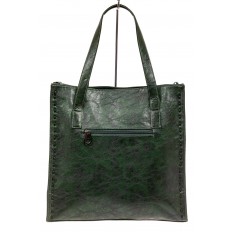 На фото 3 - Большая сумка женская комбинированная, цвет зеленый