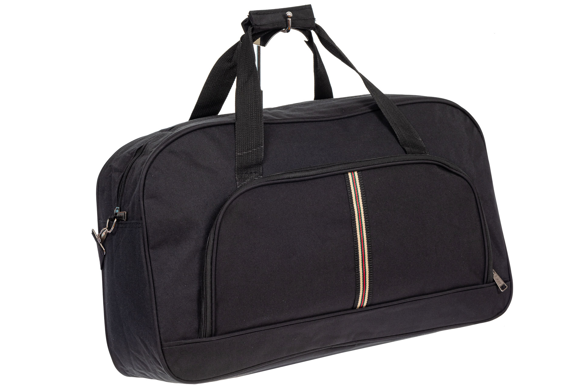 На фото 1 - Дорожная женская сумка из ткани, цвет черный