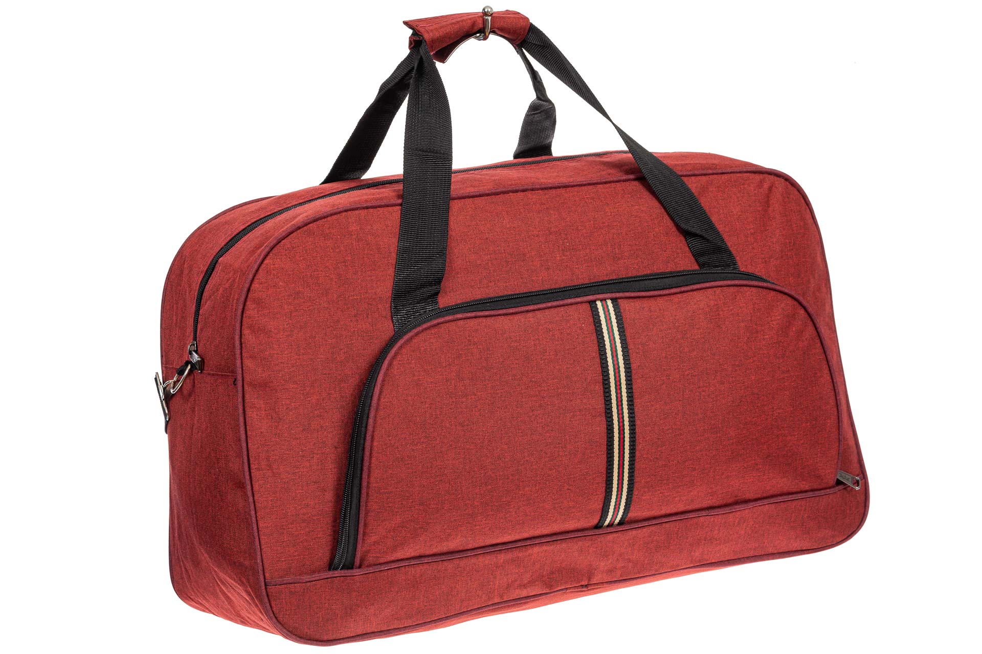 На фото 1 - Дорожная женская сумка из ткани, цвет бордовый