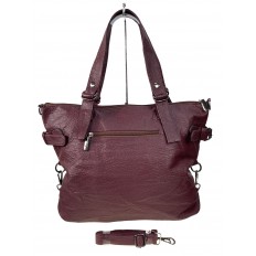 На фото 2 - Женская сумка из искусственной кожи цвет бордовый
