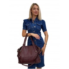 На фото 3 - Женская сумка из искусственной кожи цвет бордовый
