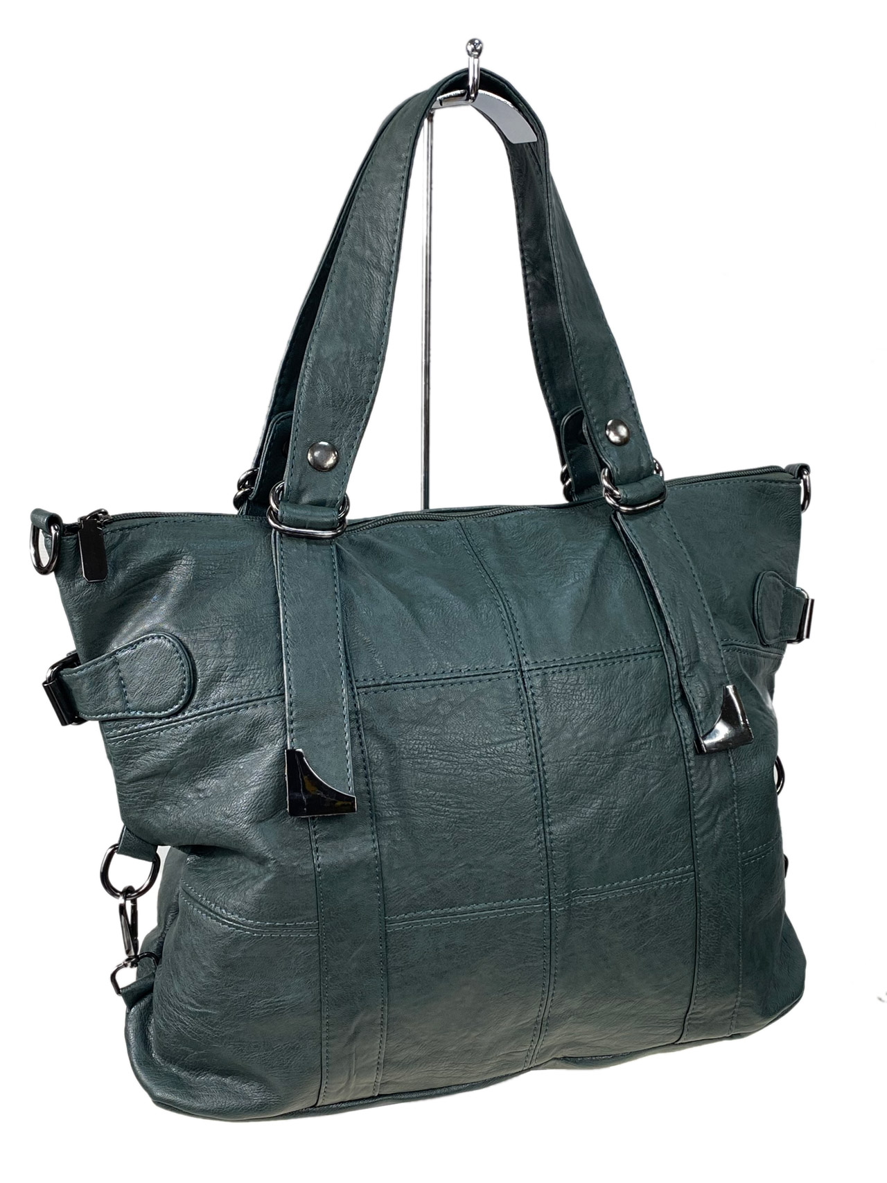 На фото 1 - Женская сумка из искусственной кожи цвет зеленый
