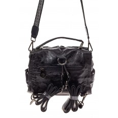 На фото 3 - Сумка-рюкзак женская  из искусственной кожи, цвет черный
