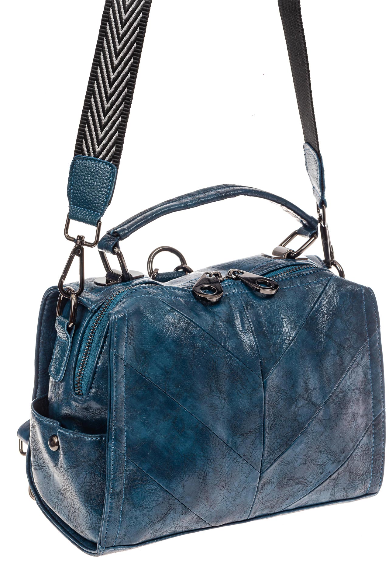 На фото 1 - Сумка -рюкзак женская из искусственной кожи, цвет синий