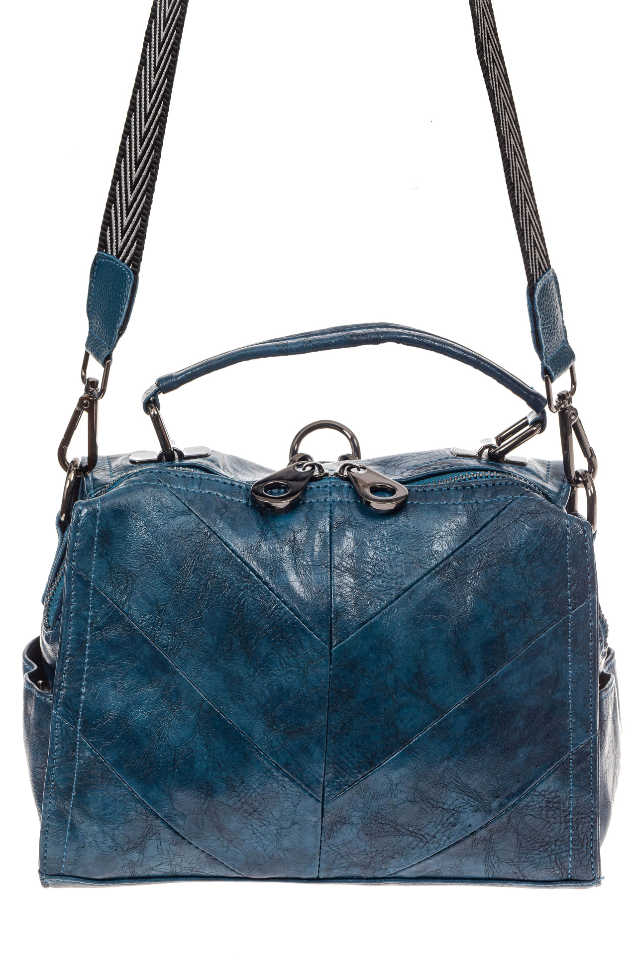На фото 2 - Сумка -рюкзак женская из искусственной кожи, цвет синий