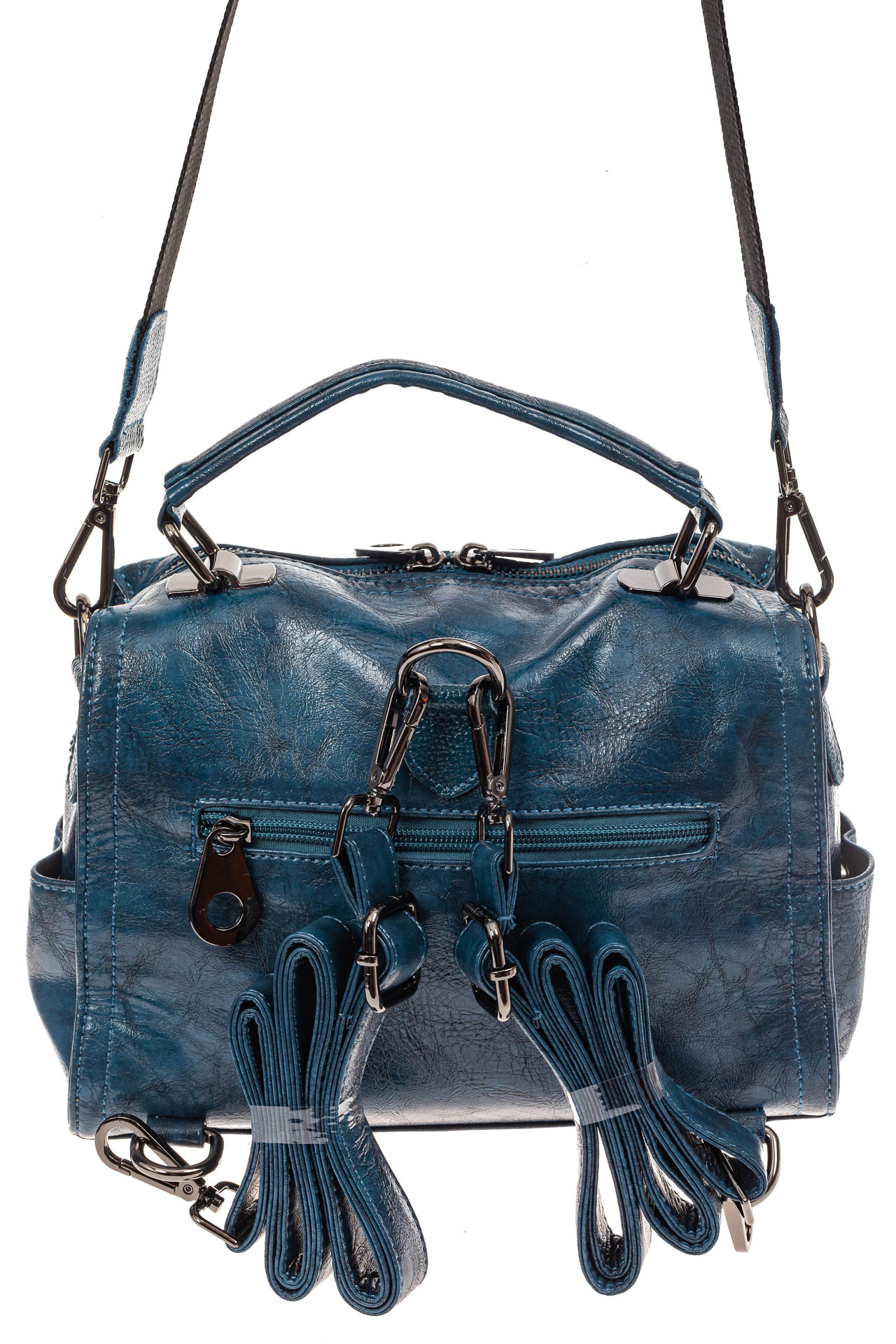 На фото 3 - Сумка -рюкзак женская из искусственной кожи, цвет синий