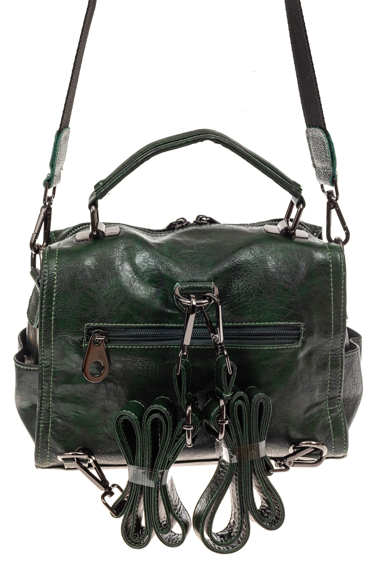 На фото 3 - Сумка - рюкзак женская из искусственной кожи, цвет зеленый