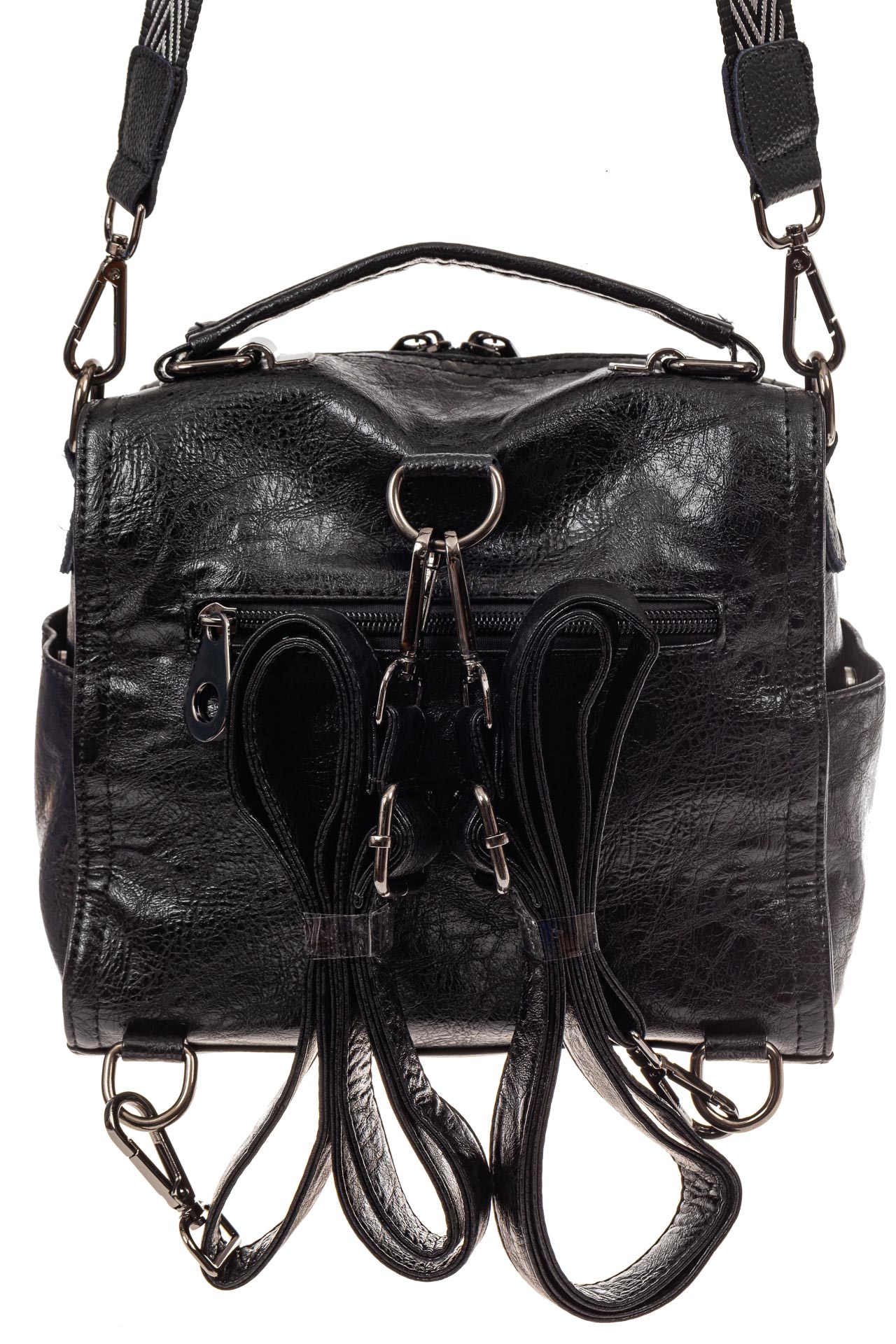 На фото 3 - Сумка - рюкзак женская из искусственной кожи, цвет черный