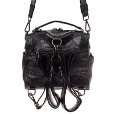 На фото 3 - Сумка - рюкзак женская из искусственной кожи, цвет черный