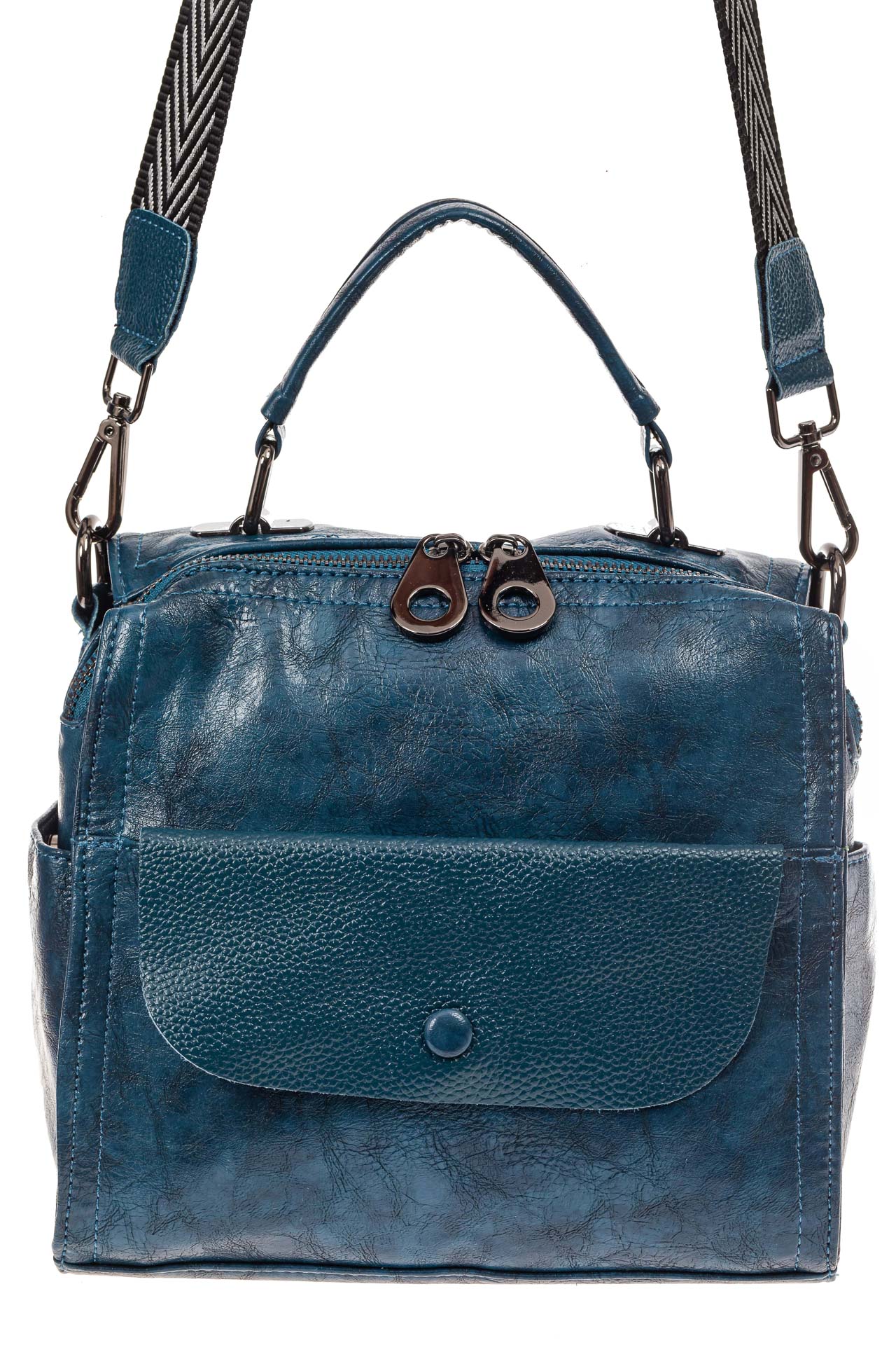 На фото 2 - Сумка - рюкзак женская из искусственной кожи, цвет синий