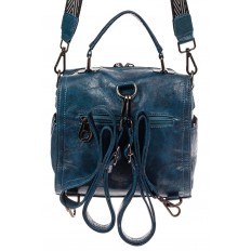 На фото 3 - Сумка - рюкзак женская из искусственной кожи, цвет синий
