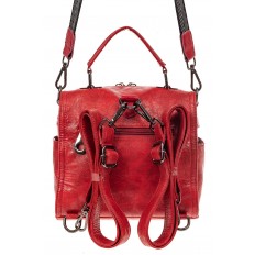 На фото 3 - Сумка-рюкзак женская из искусственной кожи, цвет красный