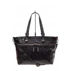 На фото 2 - Большая сумка женская комбинированная, цвет черный