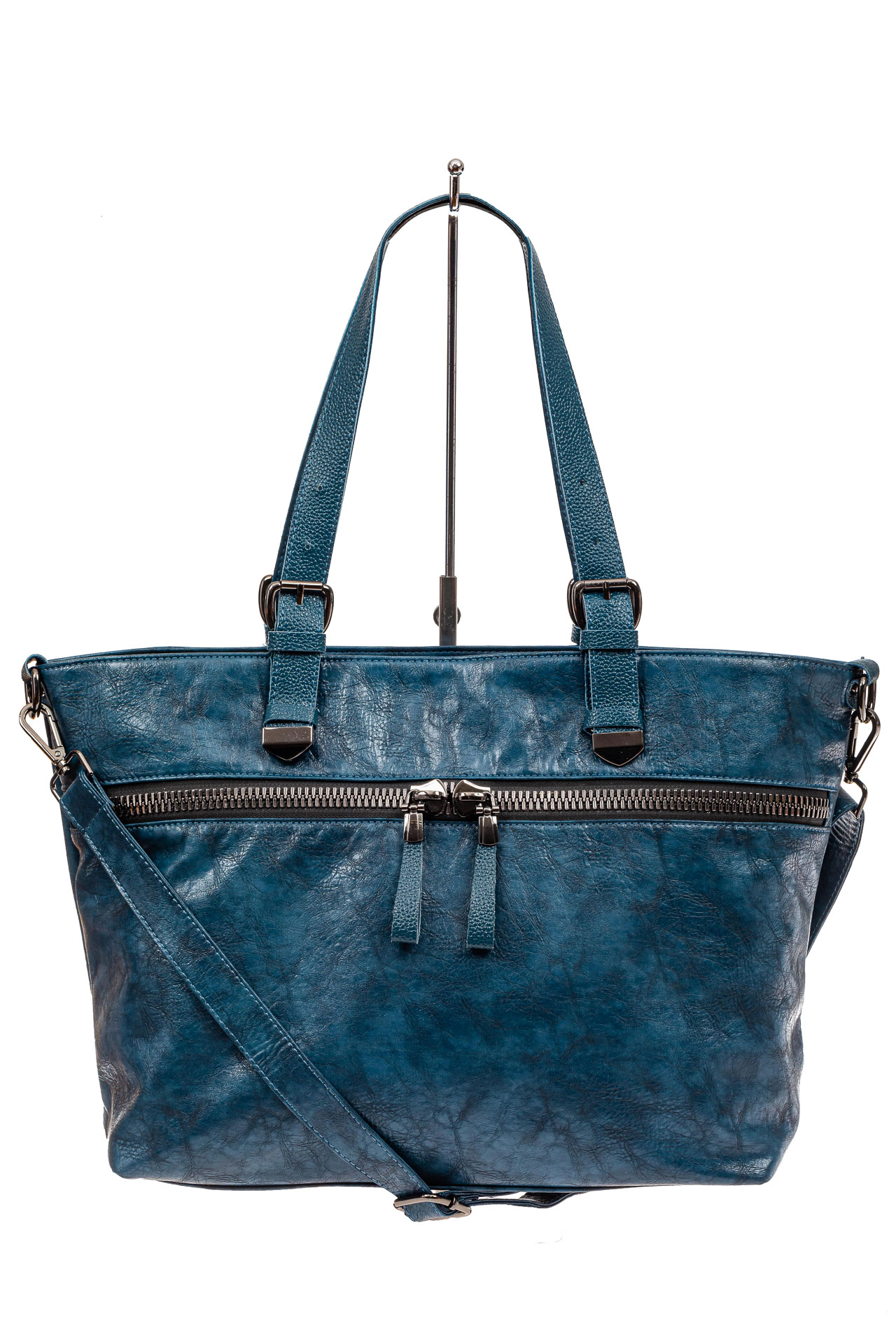 На фото 2 - Большая сумка женская комбинированная, цвет синий