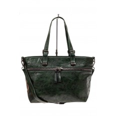 На фото 2 - Большая сумка женская комбинированная, цвет зеленый