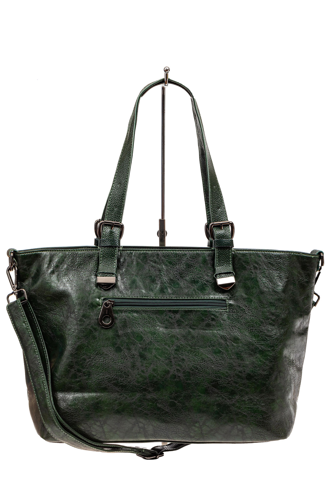 На фото 3 - Большая сумка женская комбинированная, цвет зеленый