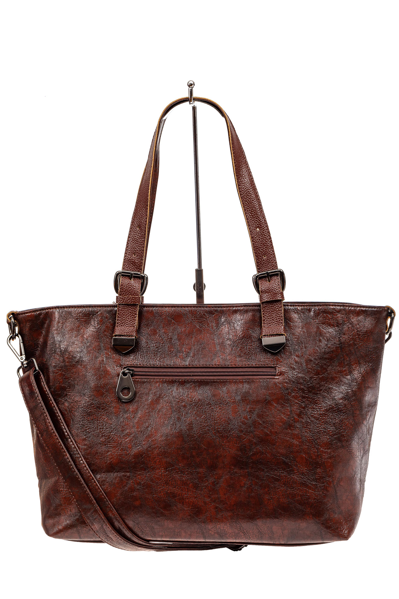 На фото 3 - Большая сумка женская комбинированная, цвет коричневый