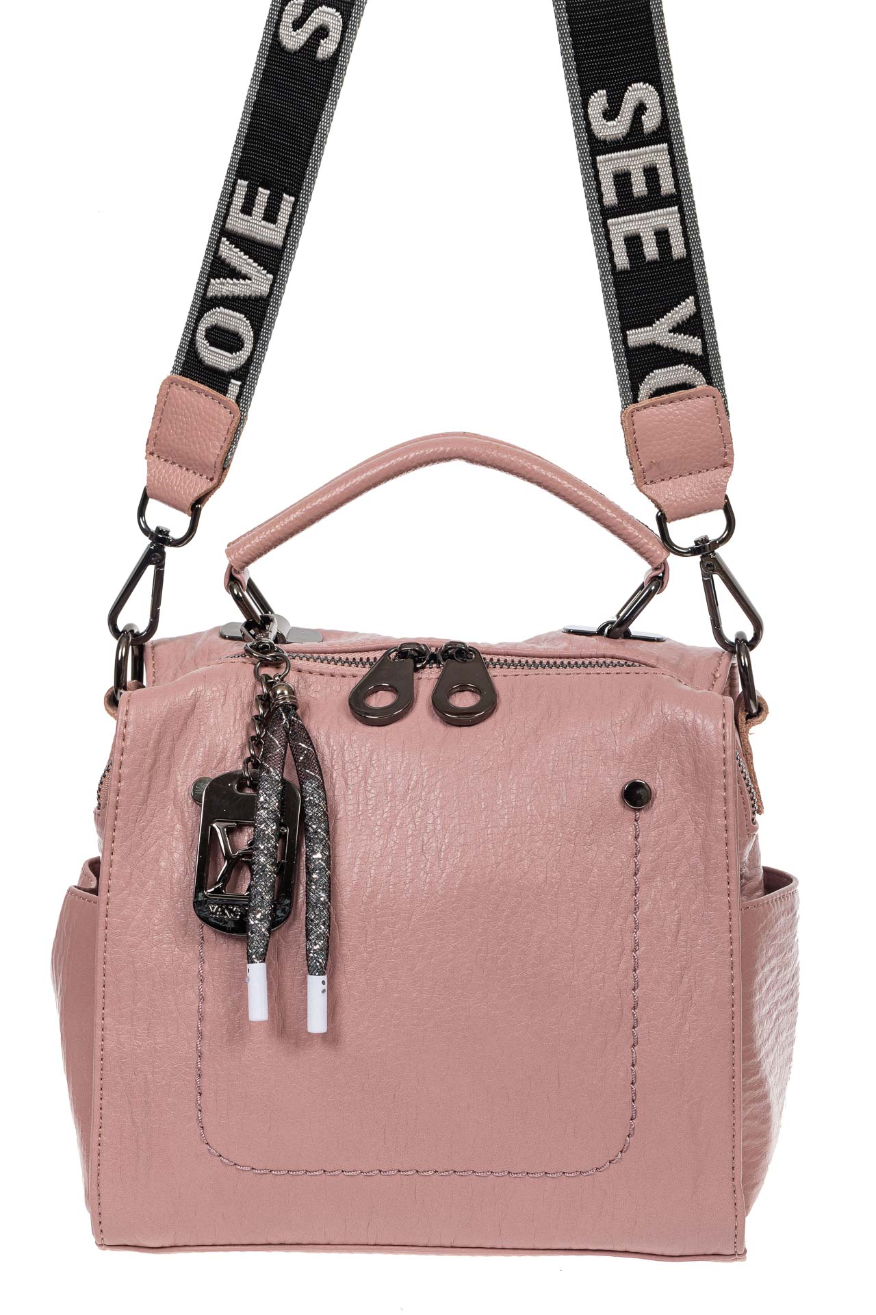 На фото 2 - Сумка-рюкзак молодёжная из экокожи, цвет розовый