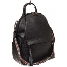 На фото 1 - Рюкзак из натуральной кожи с потайным карманом, цвет черный