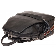 На фото 3 - Рюкзак из натуральной кожи с потайным карманом, цвет черный