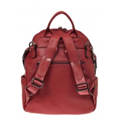 На фото 2 - Рюкзак из натуральной кожи с потайным карманом, цвет красный