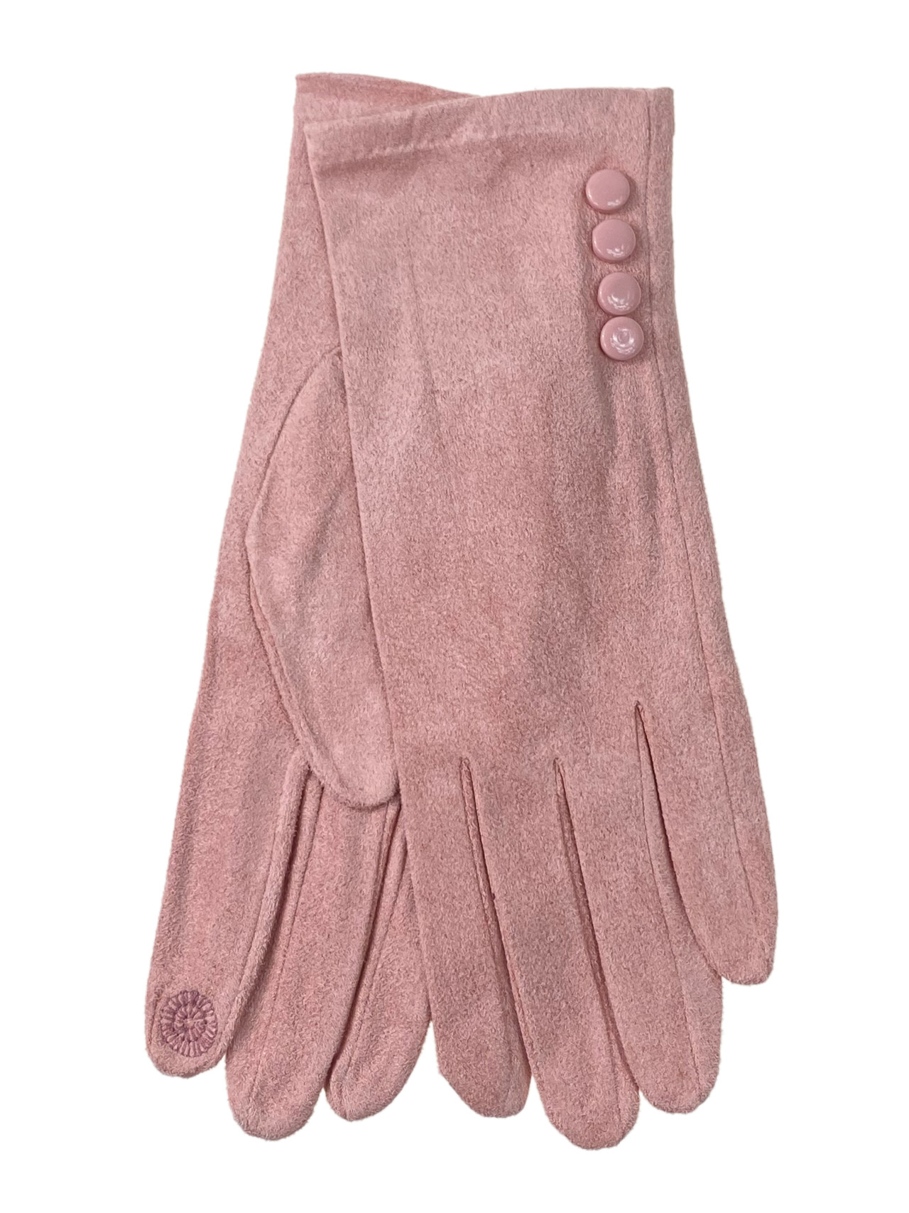 На фото 1 - Велюровые демисезонные перчатки, цвет нежно розовый
