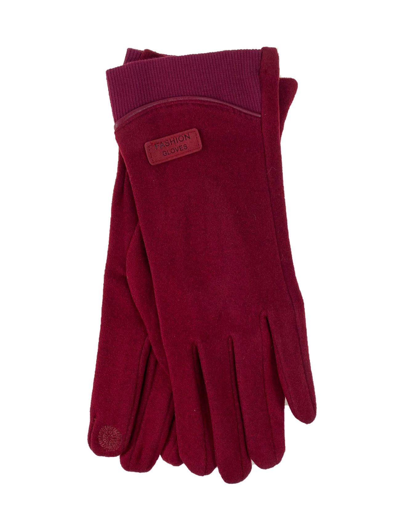 На фото 1 - Велюровые демисезонные перчатки, цвет бордовый 