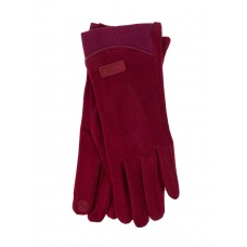 На фото 1 - Велюровые демисезонные перчатки, цвет бордовый 