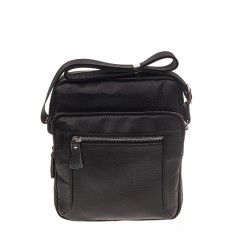 На фото 2 - Квадратная мужская сумка из кожи, цвет черный