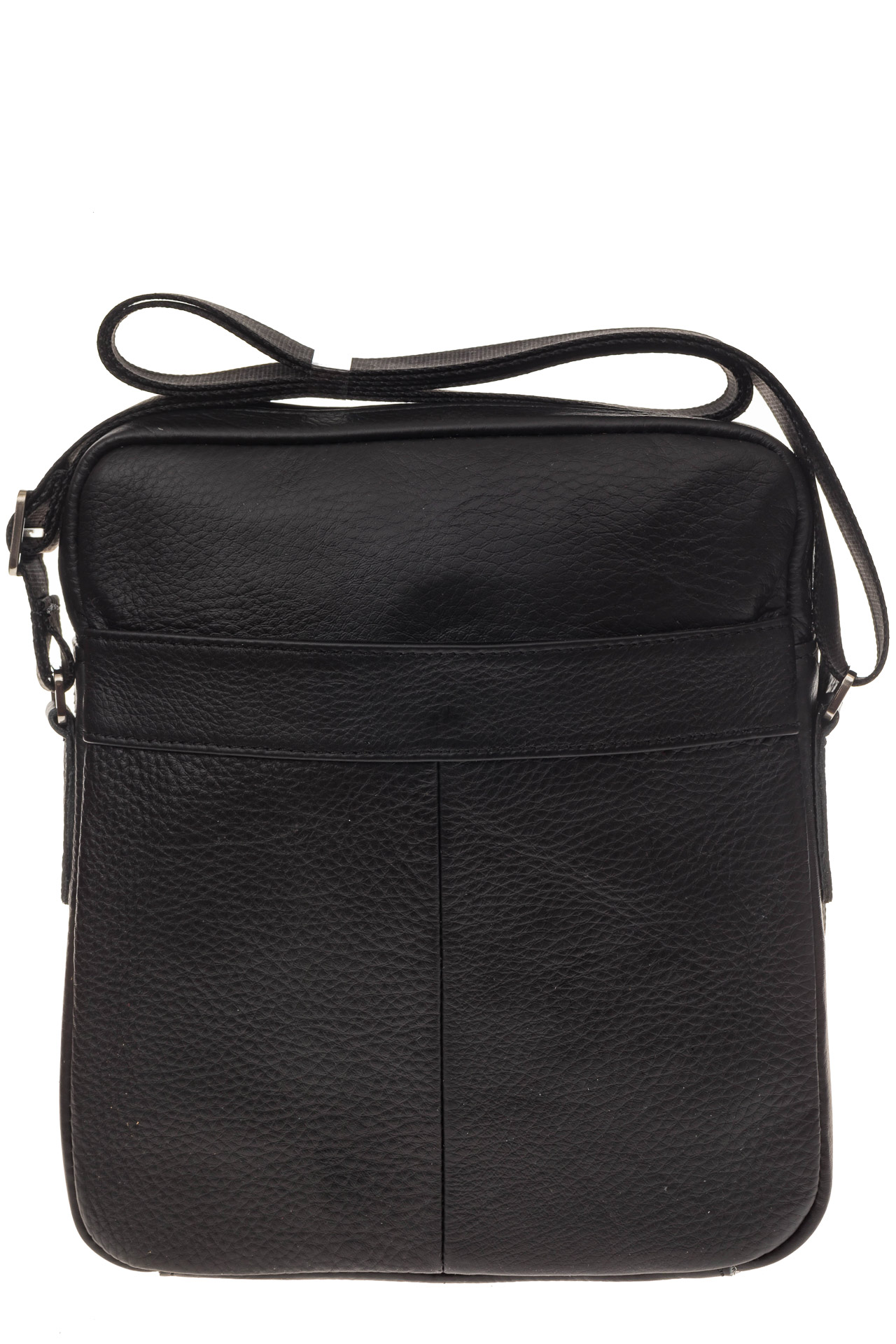 На фото 3 - Квадратная мужская сумка из кожи, цвет черный