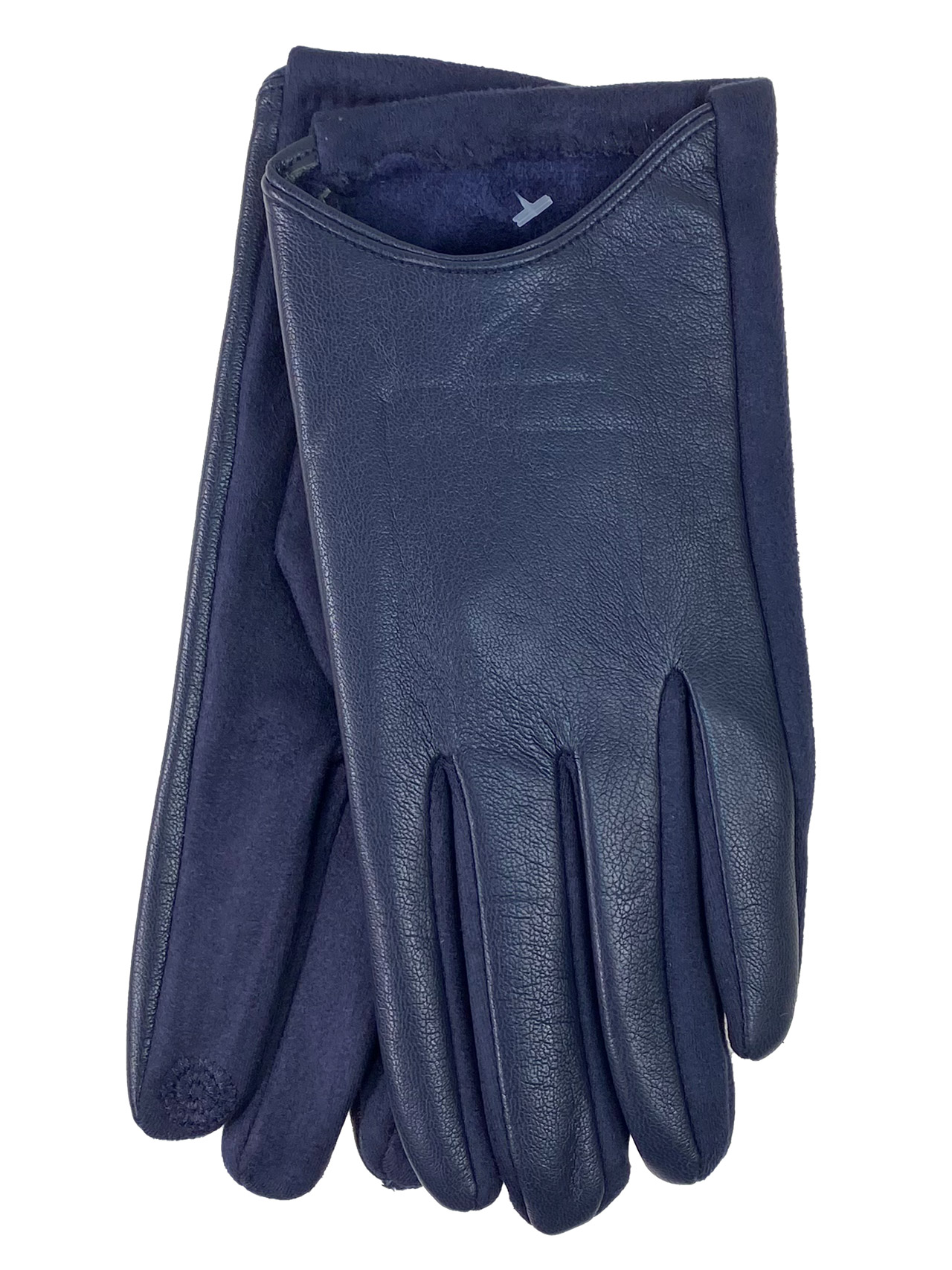 На фото 1 - Женские перчатки автоледи из натуральной кожи и велюра, цвет синий