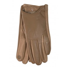 На фото 1 - Женские перчатки автоледи из натуральной кожи и велюра, цвет коричневый