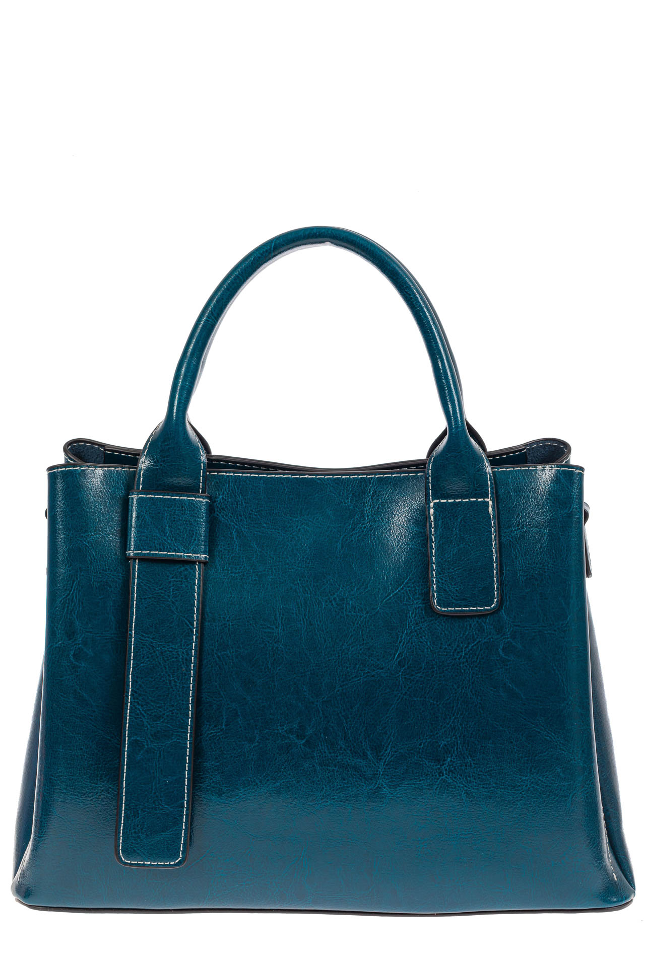 На фото 2 - Каркасная сумка из натуральной кожи, цвет бирюзовый