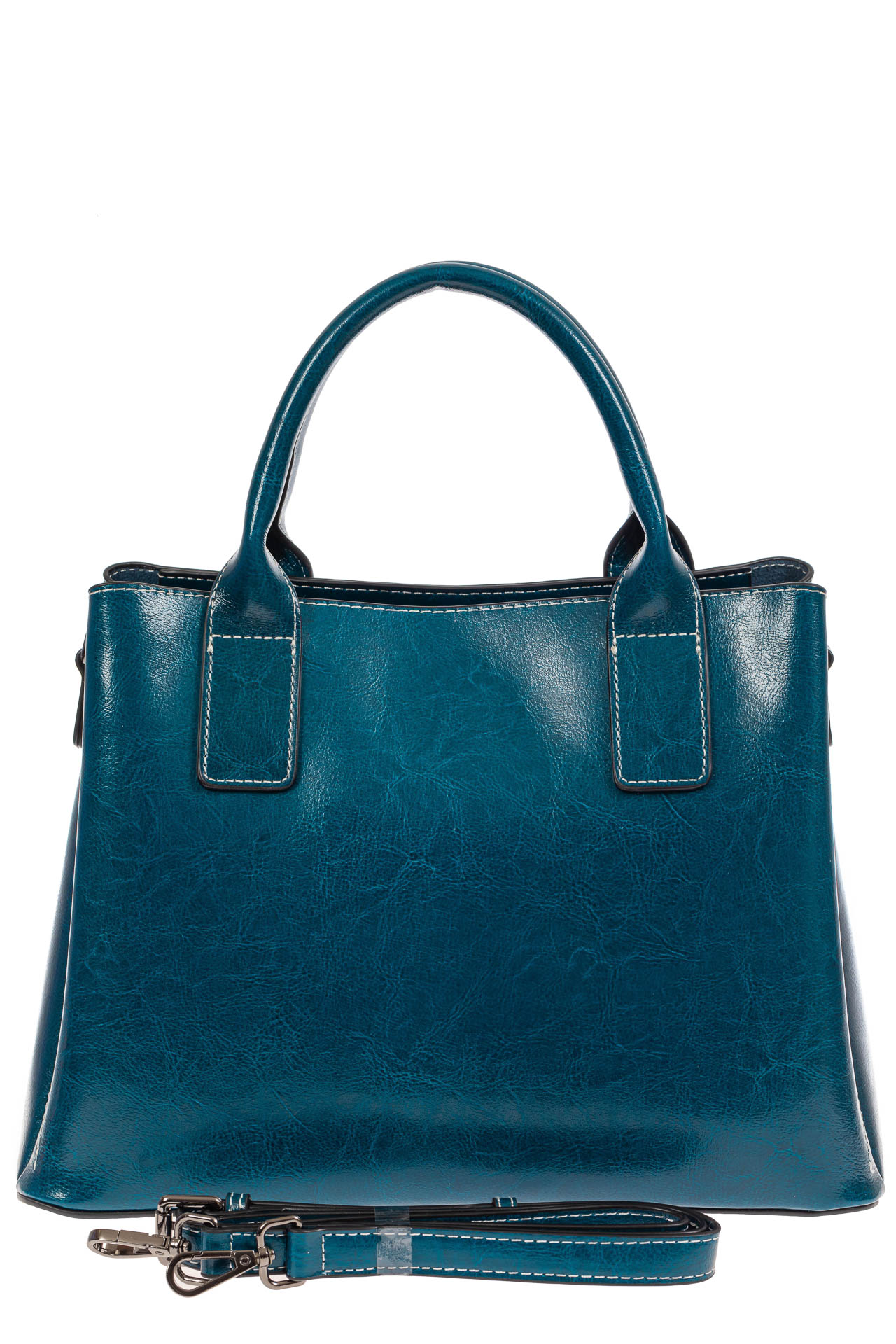На фото 3 - Каркасная сумка из натуральной кожи, цвет бирюзовый